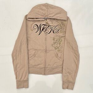 Vintage Y2K Wckd Full Zip Hoodie Size Women’s XL Skater Surfer Skull Floral